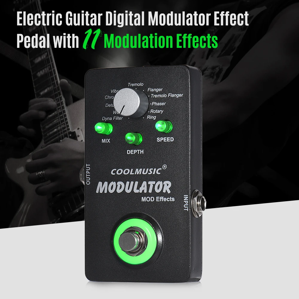 

COOLMUSIC A-ME01 Digital Modulator Guitar Pedal Electric Guitar Effect Pedal with 11 Modulation Effects True Bypass Metal Shell