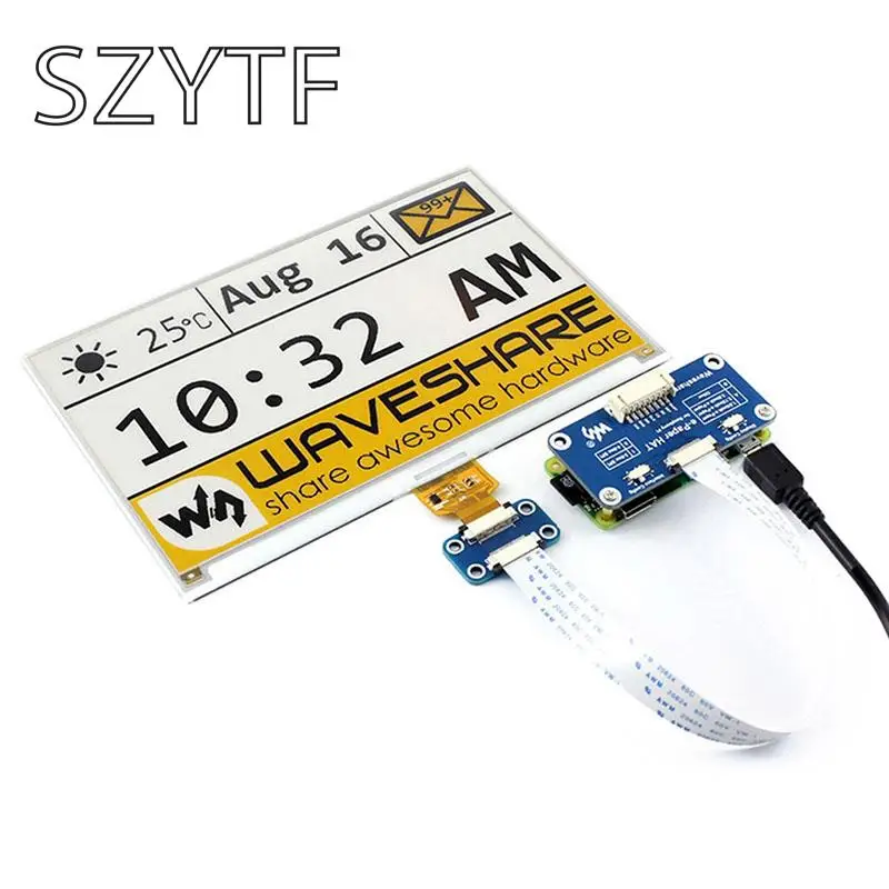 Электронная бумага с чернильным экраном 7 5 дюйма интерфейсом SPI желтого черного и