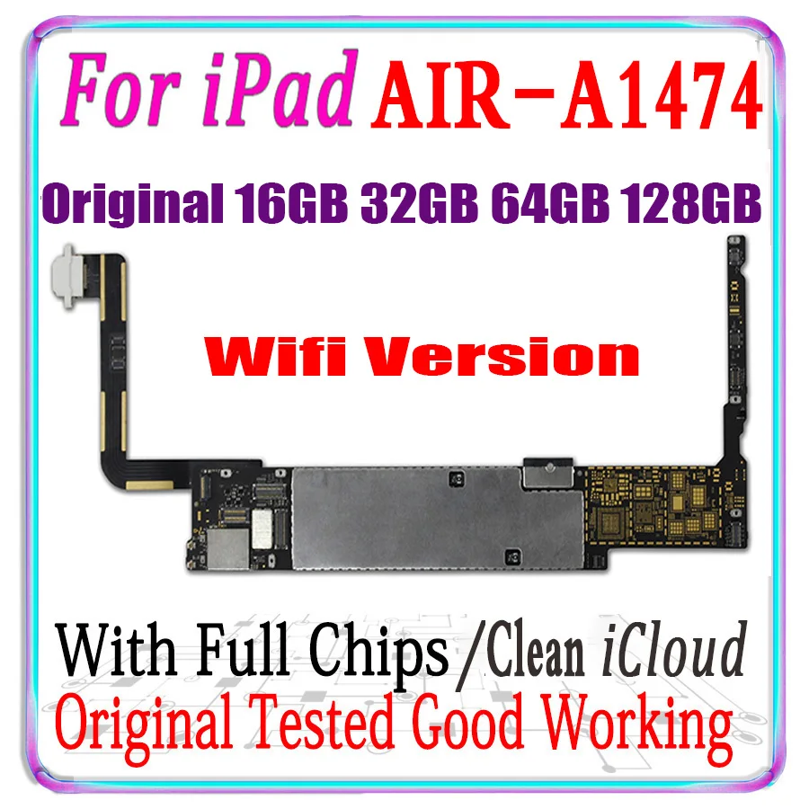 Хорошо работающая материнская плата для iPad Air 1 5 A1474 Wifi версия 16 ГБ 32 64 Гб 128 с