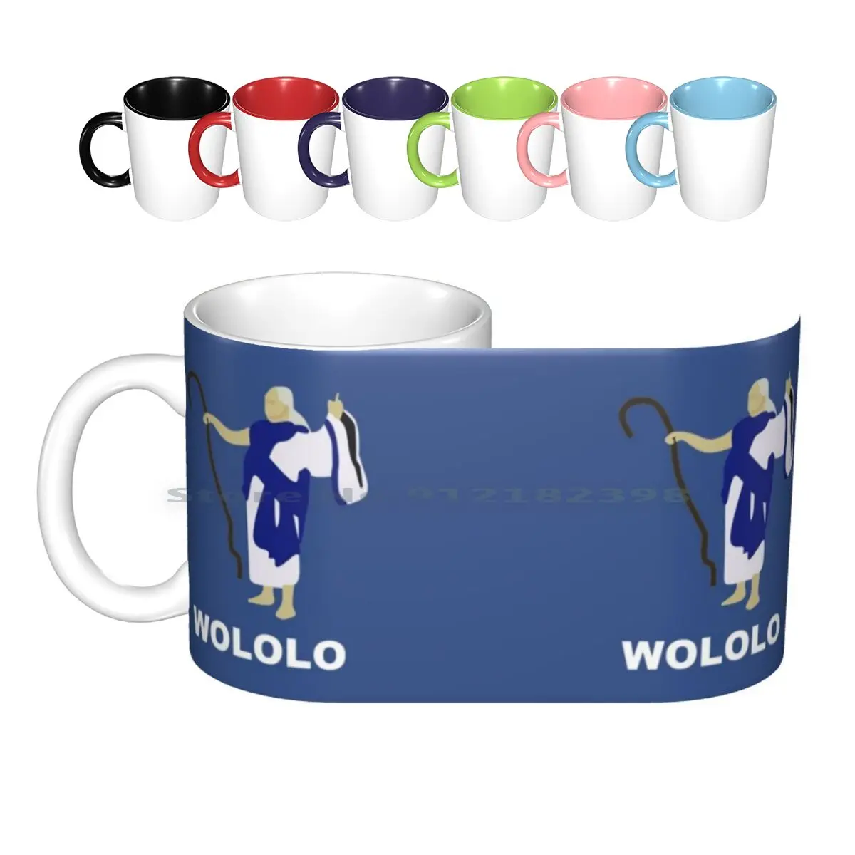

Керамические кружки Wololo (синий), кофейные чашки, Кружка для молока и чая, кружка с изображением империй, голубого священника, Aoe Wololo, креативн...