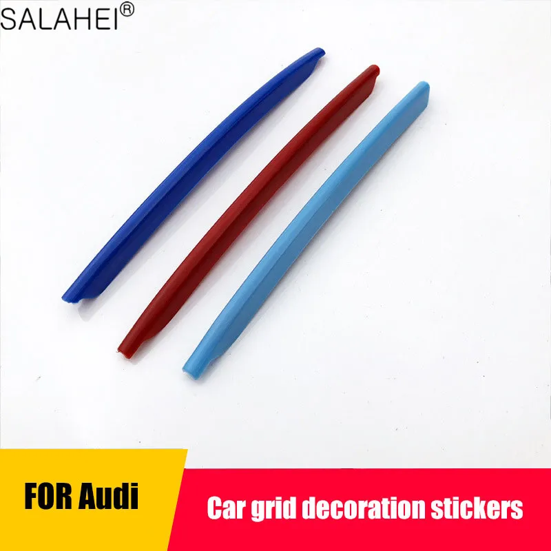 3Pcs Car Styling Front Bumper Air Grille Grill Decoration Strips Sticker Trim For Audi 2012-2015 Q3 2013-2018 Q5 Accessories - купить по