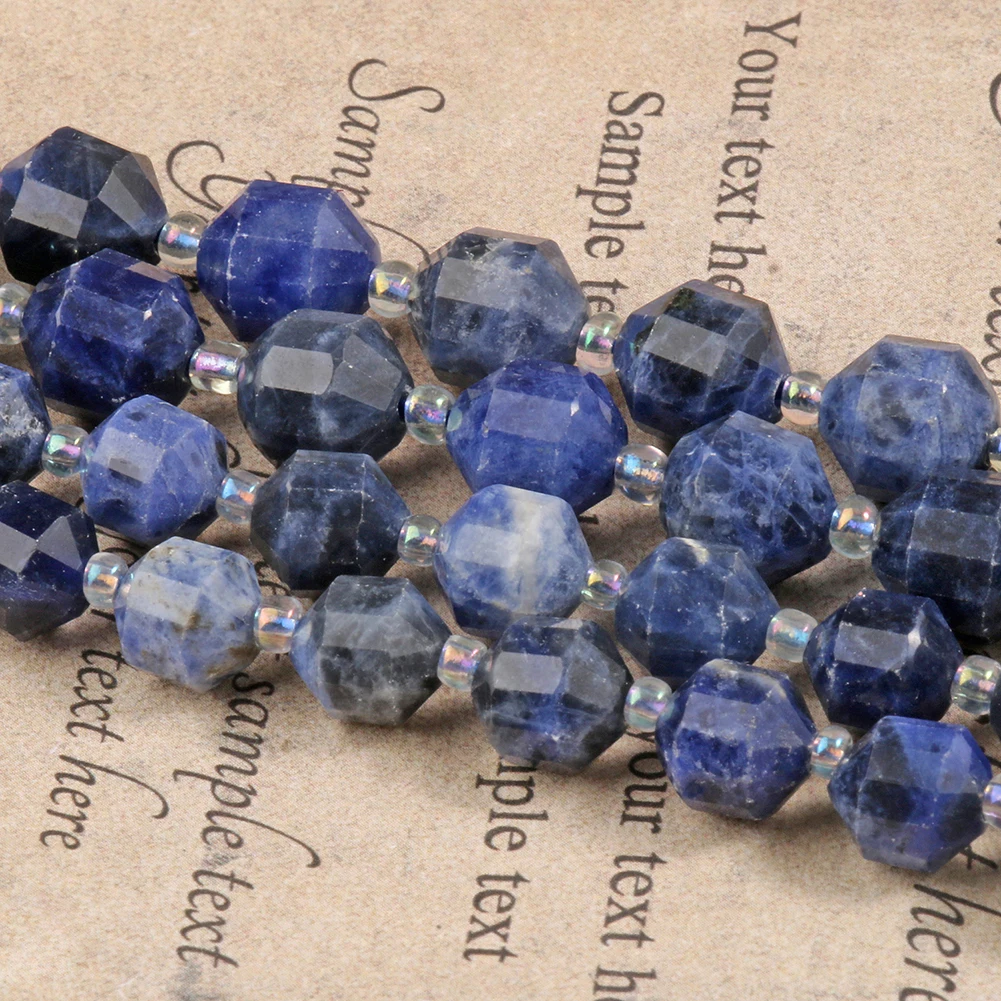 

Natural Stone Faceted Olive Shape Old Blue Sodalite Jaspers Loose Beads For Jewelry Making DIY Bracelet Charms 15''Inch 8 10mm
