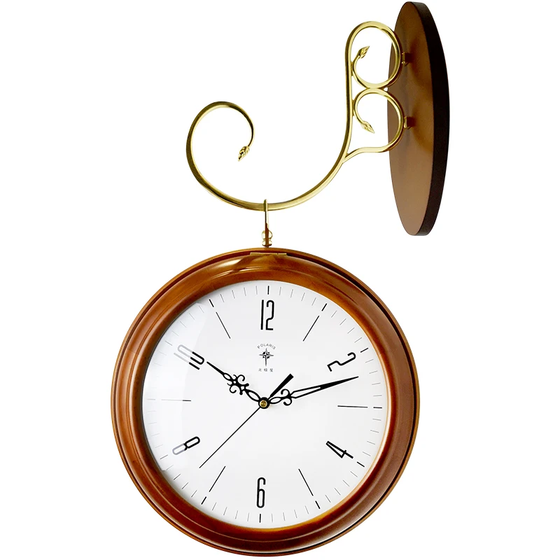 

Nordic Simple Design Style Wall Clock Double Sided 3d Wooden Wall Clock Creative Fashion Silent Art Deco Murale Home Decor Klok