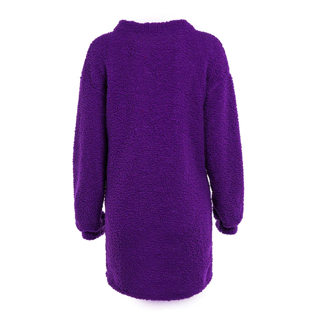 Зимнее пальто кардиган Feminino женский свободный теплый шерстяной бархатный с