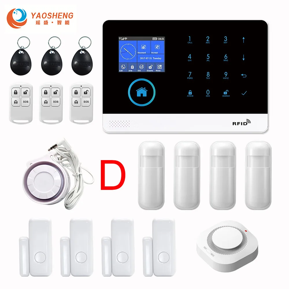 GSM-Set D PG-103 Беспроводной Wi-Fi и GSM домашняя/Бизнес охранная противопожарная охранная сигнализация для iOS и Android APP - Цвет: GSM-Set D