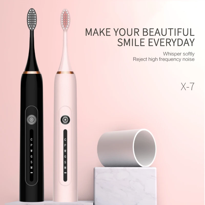 

6 режимов электрический Зубная щётка Водонепроницаемый IPX-7 USB Перезаряжаемые Ультразвуковая электрическая зубная щетка 4 * замена насадок ...