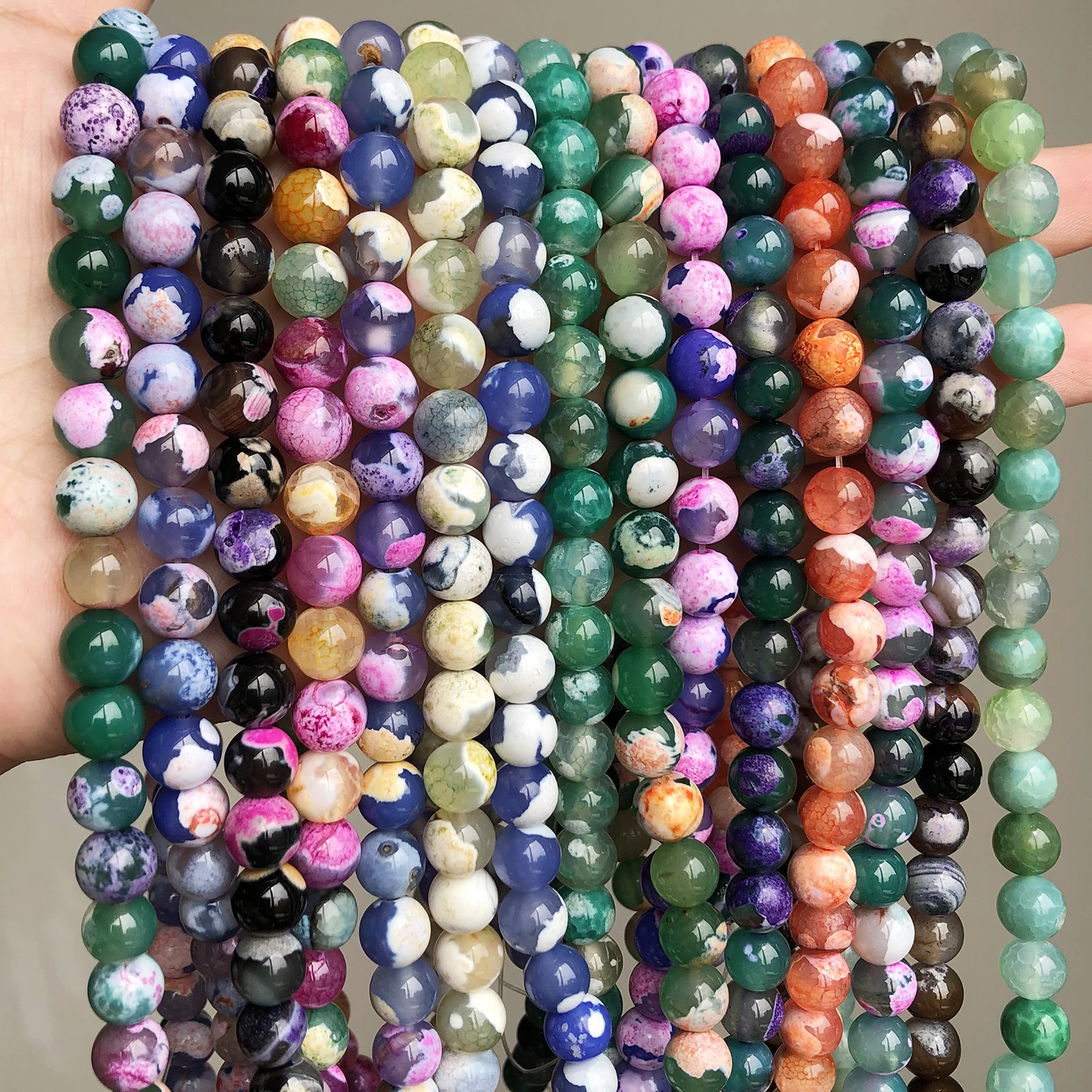 24 стиль натуральный камень бусины белый черный огонь Агаты Драгоценности