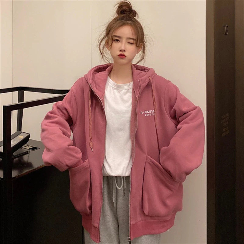 

Женский осенне-зимний свитер Waitmore, свободный утепленный свитер с флисовой подкладкой в Корейском стиле, в стиле Instagram