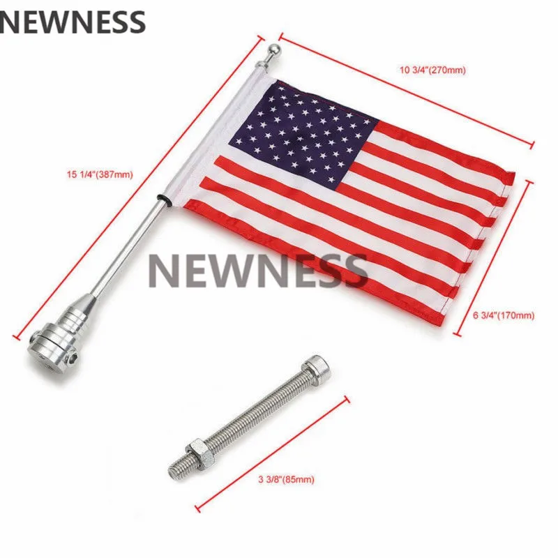 Chrome Motorcycle Rear Side Mount Flag Pole USA America For Harley Luggage Rack|chrome motorcycle|luggage rack for harleyflag pole motorcycle |