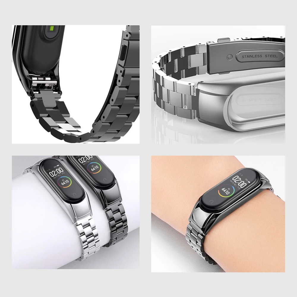 UEBN для mi band 4 сменный металлический ремешок из нержавеющей стали браслеты mi Band 3 ремешок для Xiaomi mi band 4
