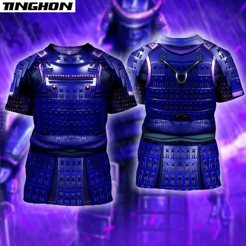XS 7XL новые летние футболки 3D печатных самурая броня для мужчин Harajuku модные