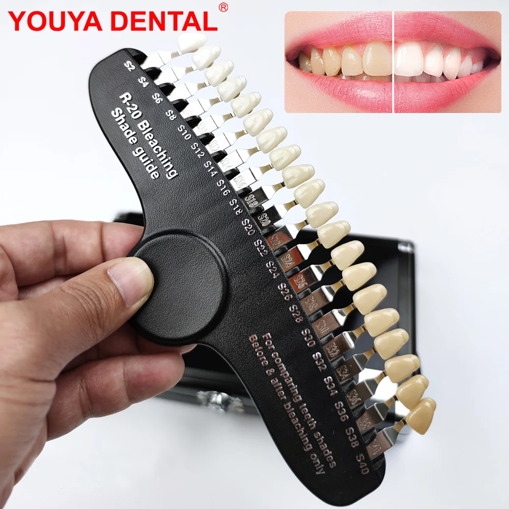 Dental R-20 Bleaching Shade Guide Mold With Mirror Dentistry 3D 20 Color Comparator Plate Dentist Tools Teeth Whitening Products