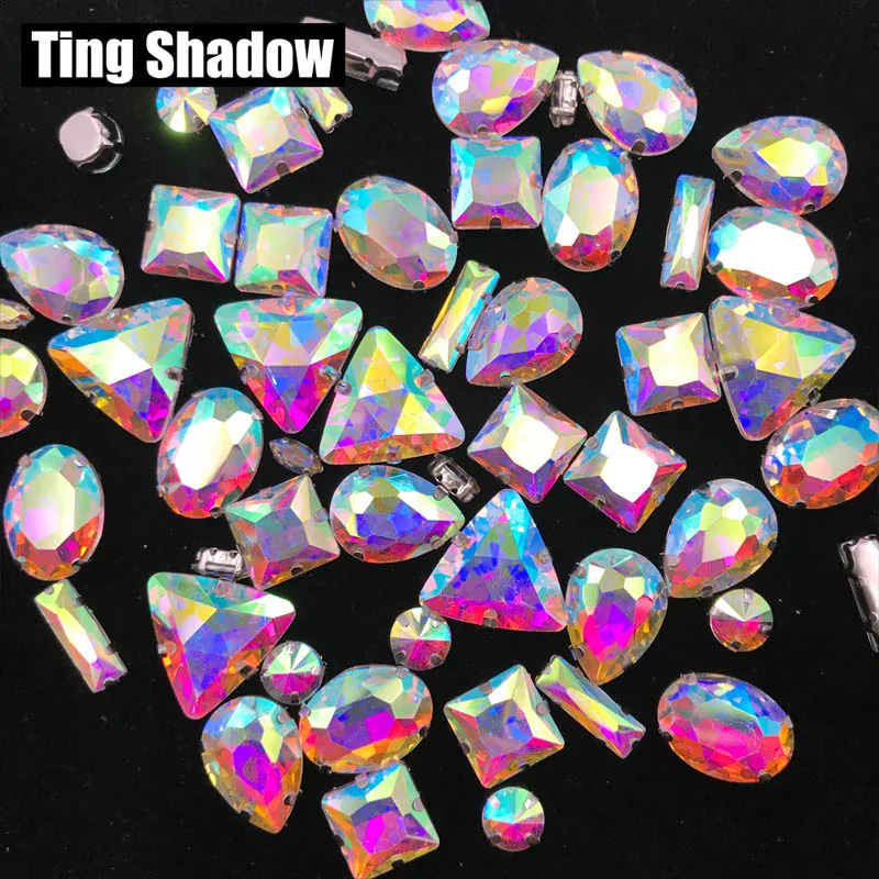 50 шт. розовые высококачественные разноцветные блестящие стразы с когтями для