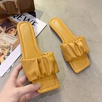 2021 summer women home slippers ladies sandals outdoor female casual shoes square head womans beach shoe non slip womans flats