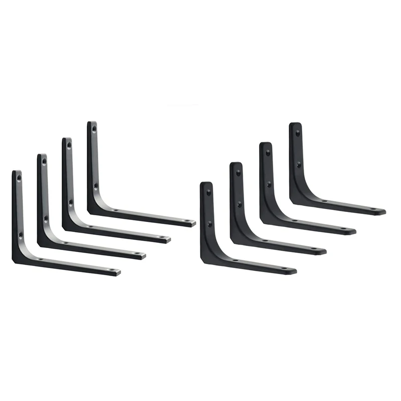 

8PCS Iron Wall Shelf Bracket Heavy Duty Shelf Support Bracket Decorative Joint Angle Bracket, Black 8X6inch & 6X5 Inch
