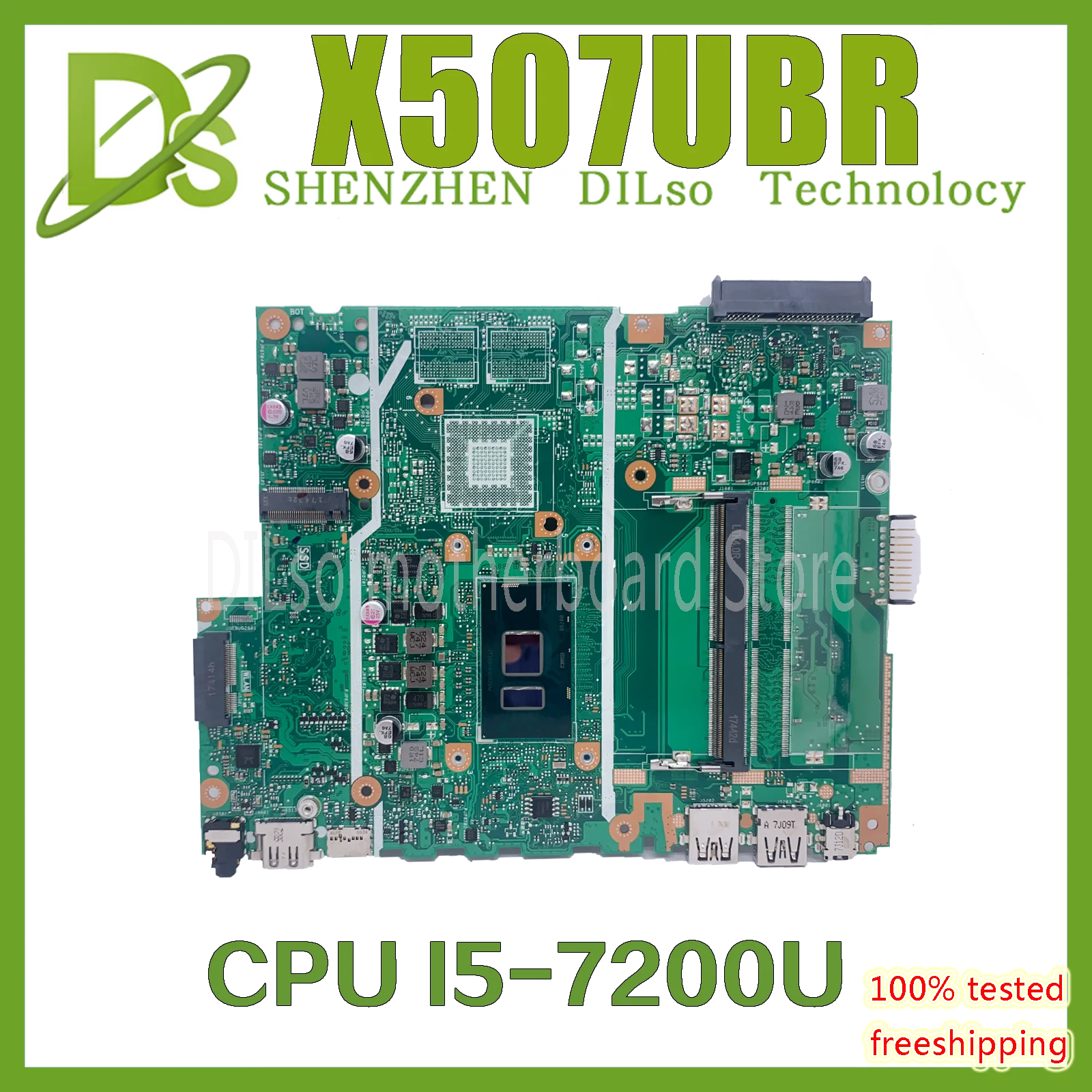 

X507UBR материнская плата для Asus X507UA X507UB X507UF X507UAR Y5000UB материнская плата для ноутбука с I5-7200U 100% полностью протестирована