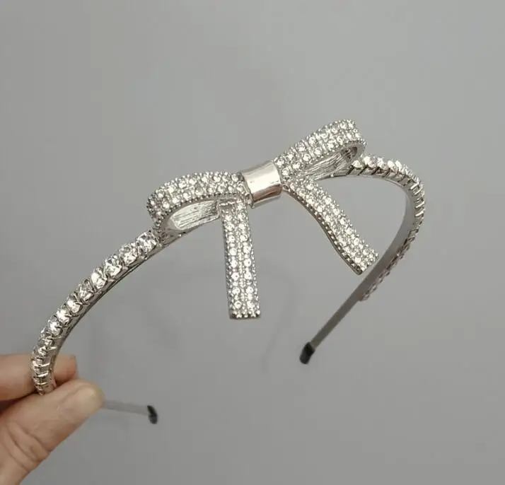 

women show catwalk rhinestone bow hairbands flash gem bow chic hair accessories