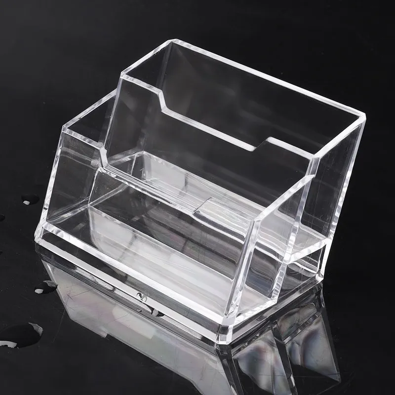 Настольная визитница для офиса прозрачная акриловая подставка визиток