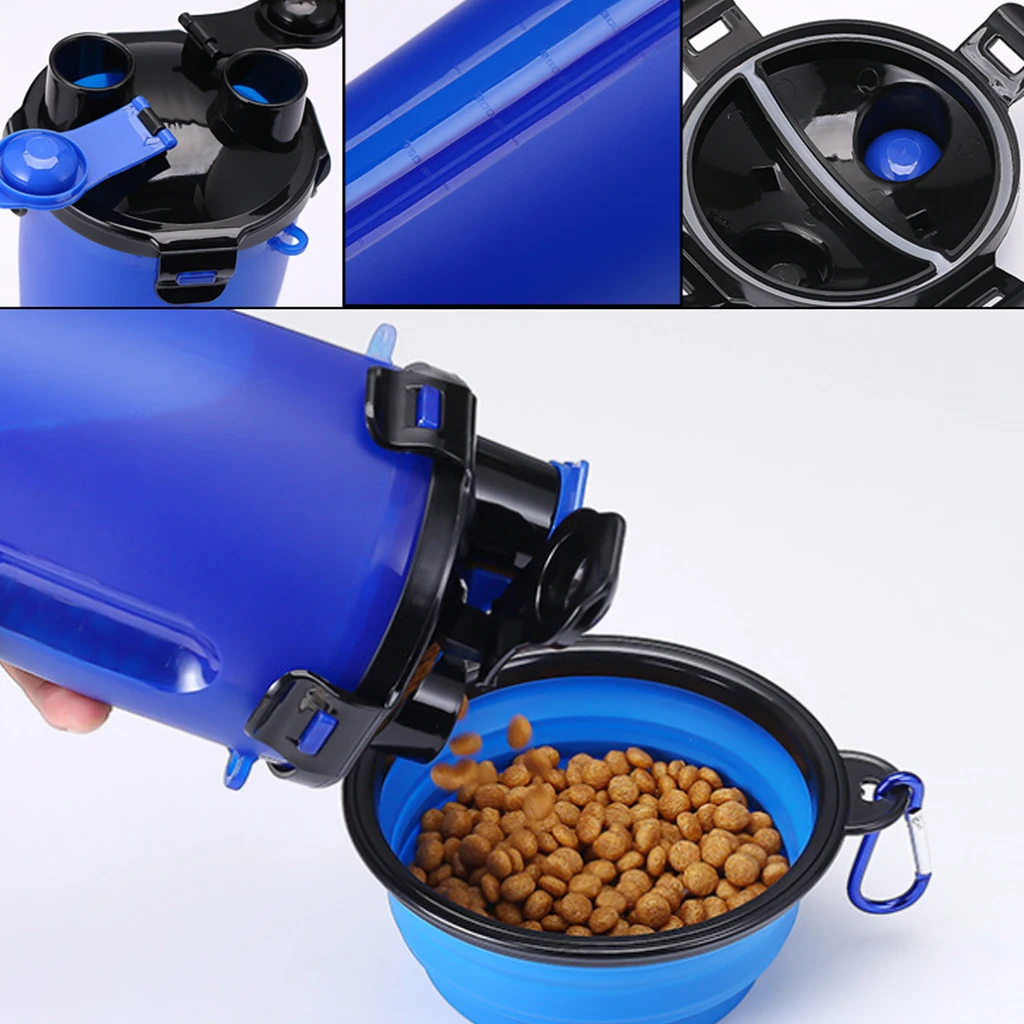 Складная портативная бутылка для воды домашних животных 2 в 1 пищевой контейнер с