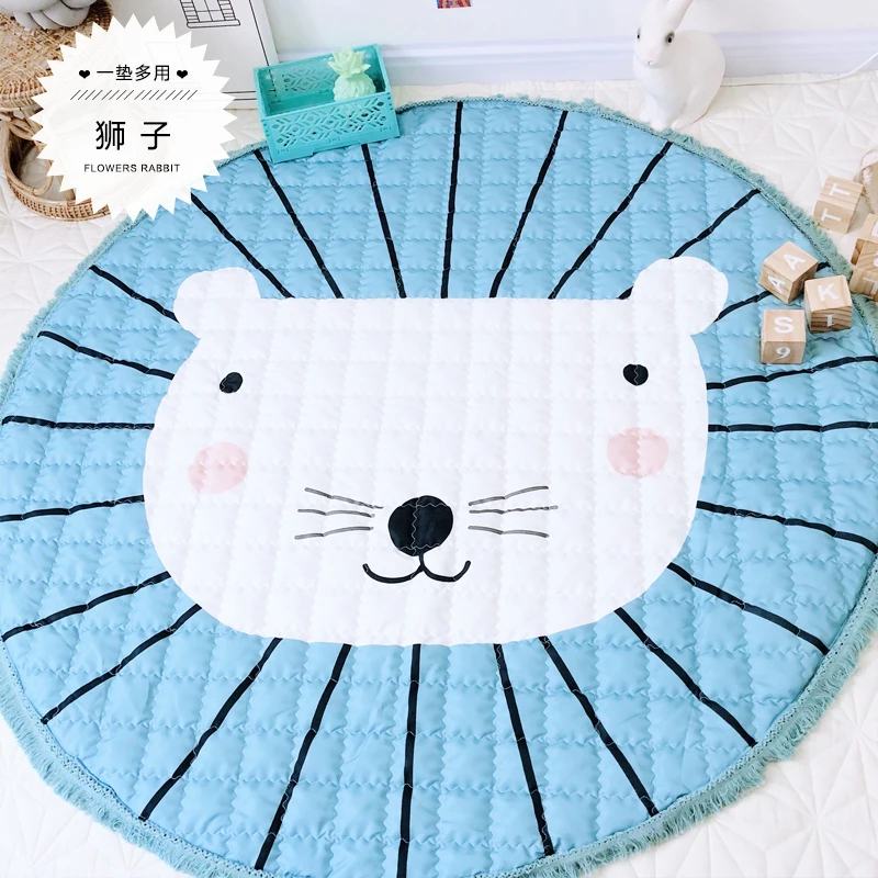 145cm Cotton Reversible Carpet,Pope Woven Carpet Woven Solid Color Round Rug Cushion Circular living Room Bedroom Rug