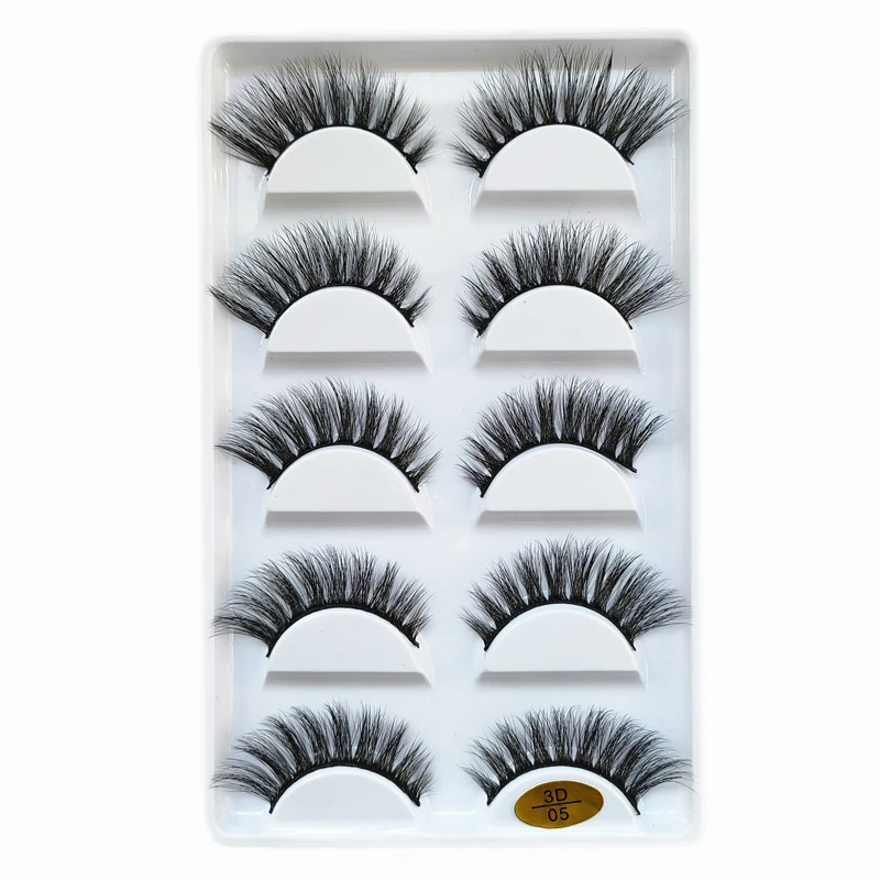 

5 Pairs Mink Eyelashes Natural/Thick 3D Faux Lashes Natural False Eyelash HandMade Eyelashes Makeup Tool Extension Fake Lashes
