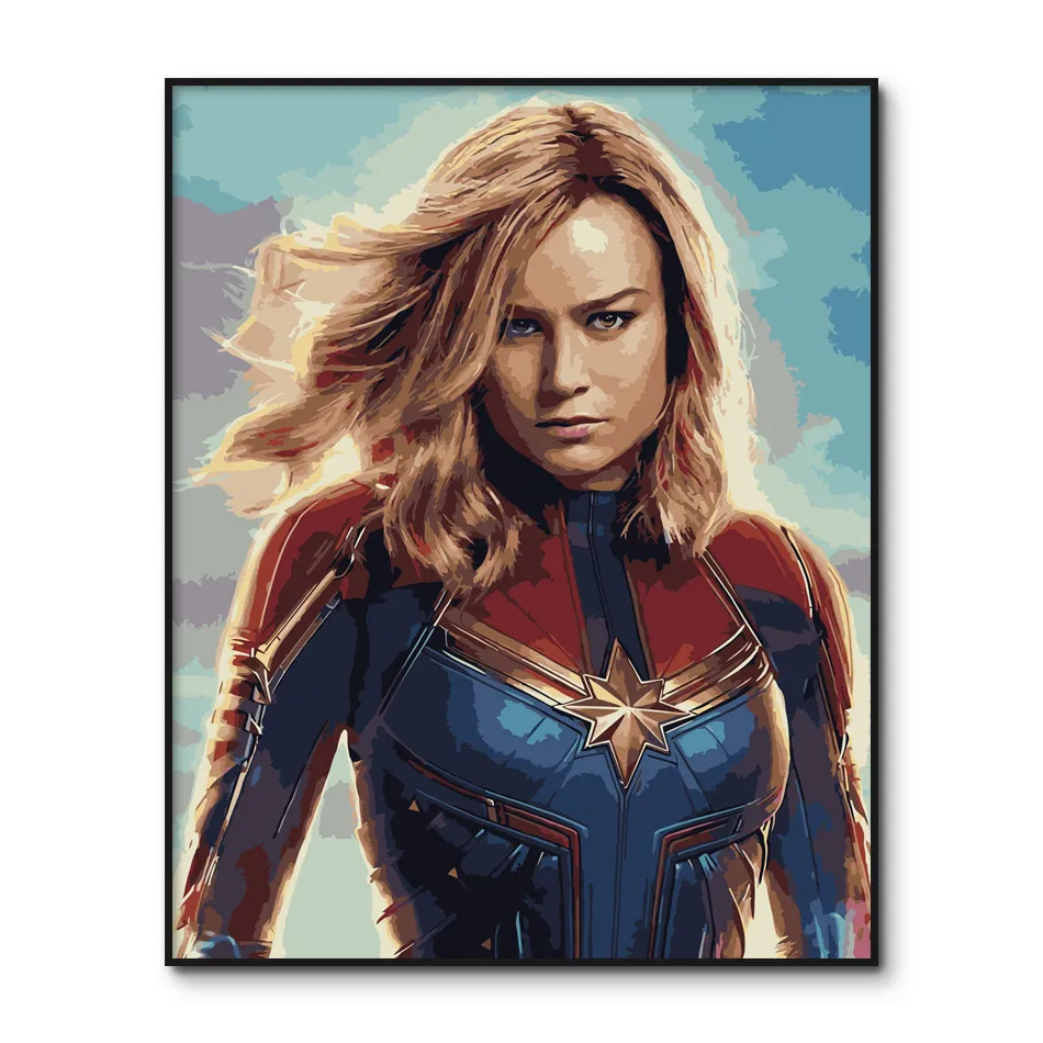 Модульные фотографии в рамке CaptainMarvel живопись по номерам стены искусства surper hero
