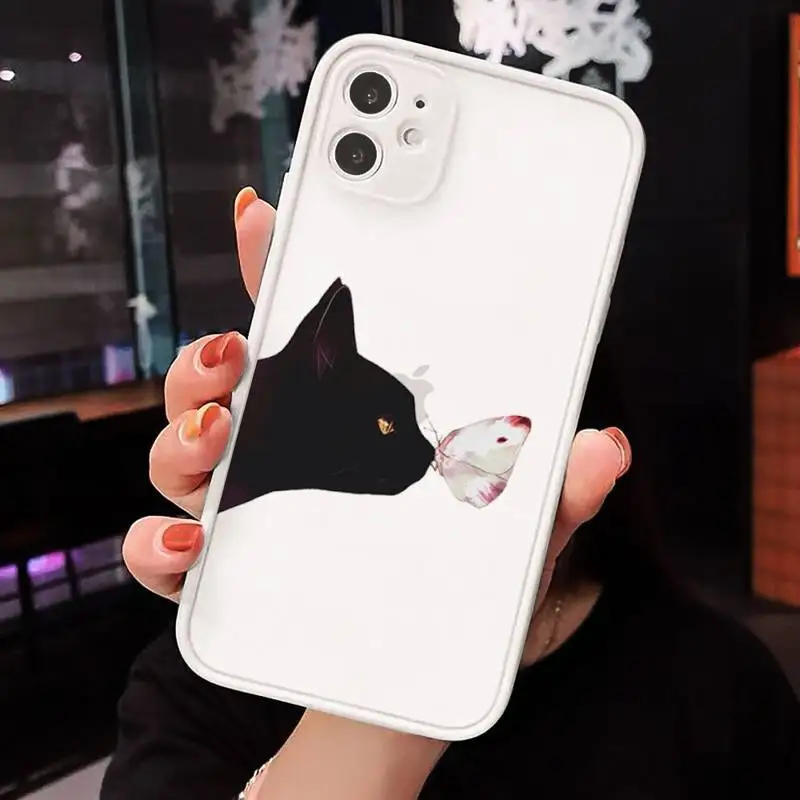 

cat cute cartoon creativity design Phone Cases Matte Transparent for iPhone 7 8 11 12 s mini pro X XS XR MAX Plus cover funda