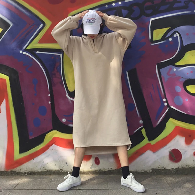 

Корейский Женский Повседневный свитшот с длинным рукавом и капюшоном, новинка 2022, Модный женский однотонный свободный флисовый пуловер с к...