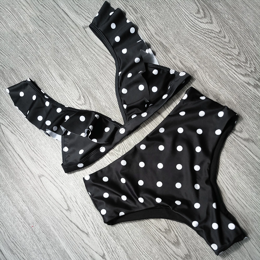 2020 Sexy High Waist Bikini Women Swimwear Push Up Swimsuit Ruffle Bathing Suit Polka Dot Biquinis Summer Beach Wear Female | Женская