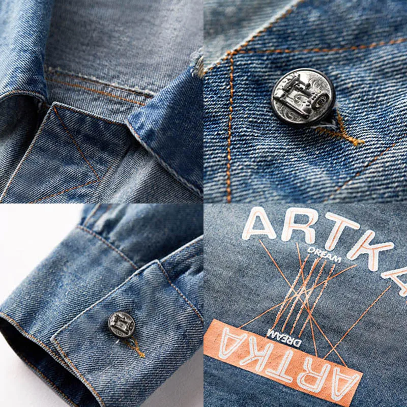 Женская джинсовая куртка ARTKA большого размера с буквенным принтом в уличном