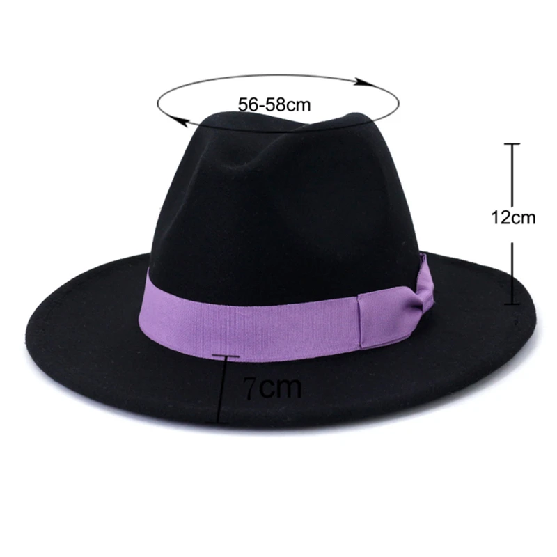 Бесплатная доставка классическая черная шляпа Федора женская джазовый топ с