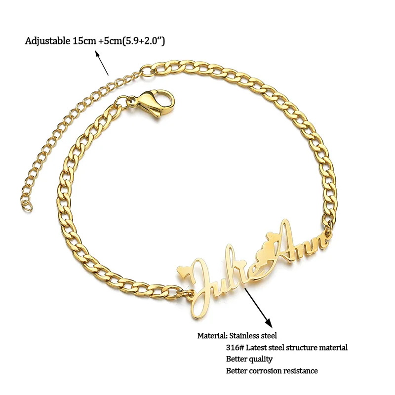 Custom Stainless Steel Personalized Baby Girl Boy Name Bracelet Handmade Letter Piercing Bangle Jewelry Birthday Gift | Украшения и