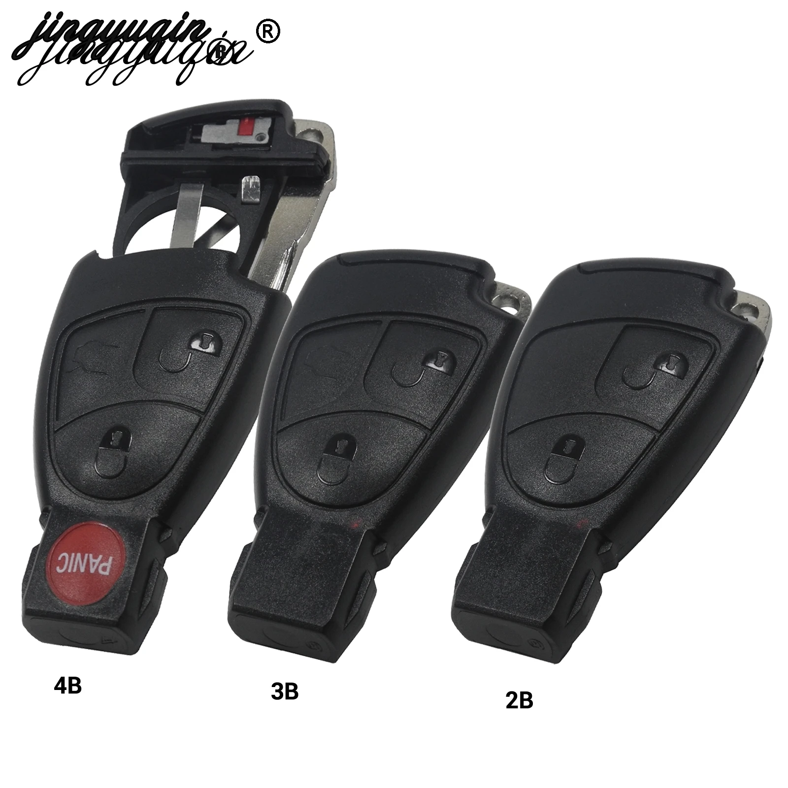 Jingyuqin 2/3/4 кнопки + клипса батареи смарт ключ оболочки Fob Крышка для Mercedes BenzMB C E ML S SL