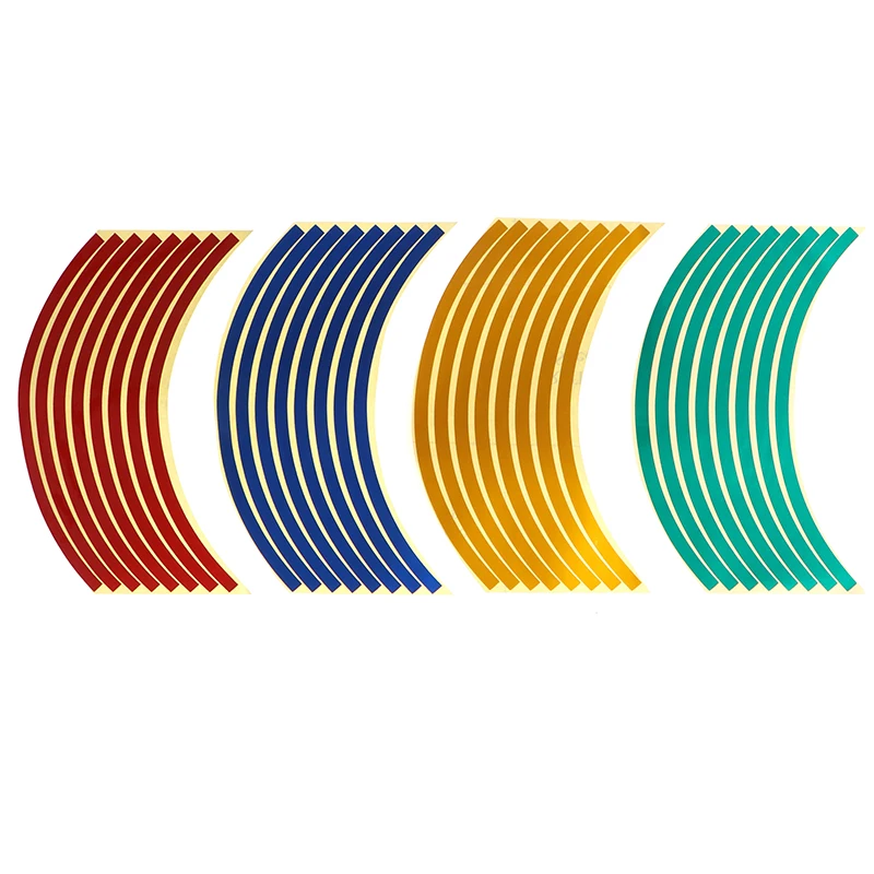 

16 Pcs Strips Wheel Stickers And Decals 9.5" Reflective Rim Tape Bike Motorcycle Car Tape Car Styling