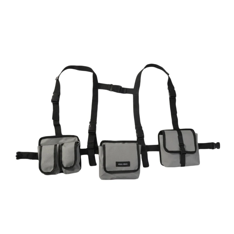 

Black Chest Rig Bag Waist Vest Chest Front Pack Bag Functional Waist 3 Packs Harness Hip Hop