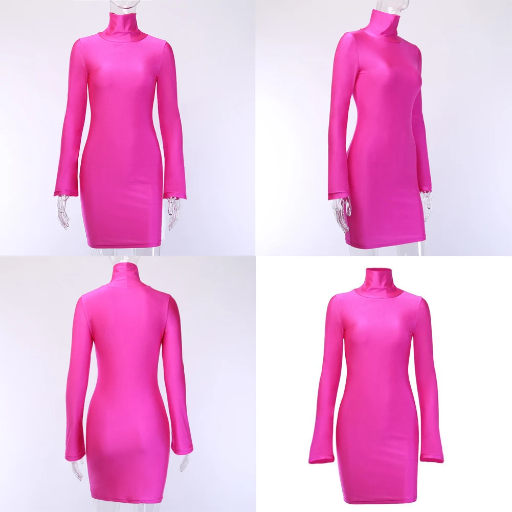 Осеннее модное женское сексуальное платье свитер с длинными рукавами однотонное