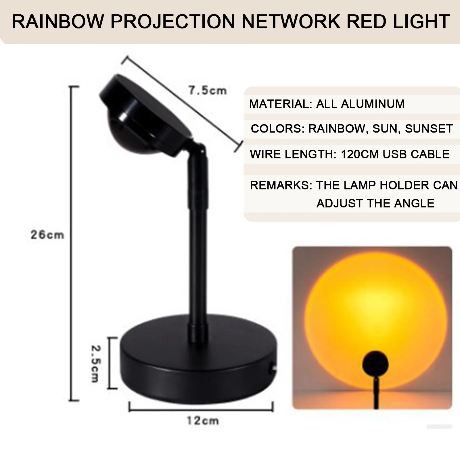 

Rainbow Sunset Projection Lamps Atmosphere Night Light Home Coffee Shop Background Wall Decoration Colorful Lamp Dropshipping #y