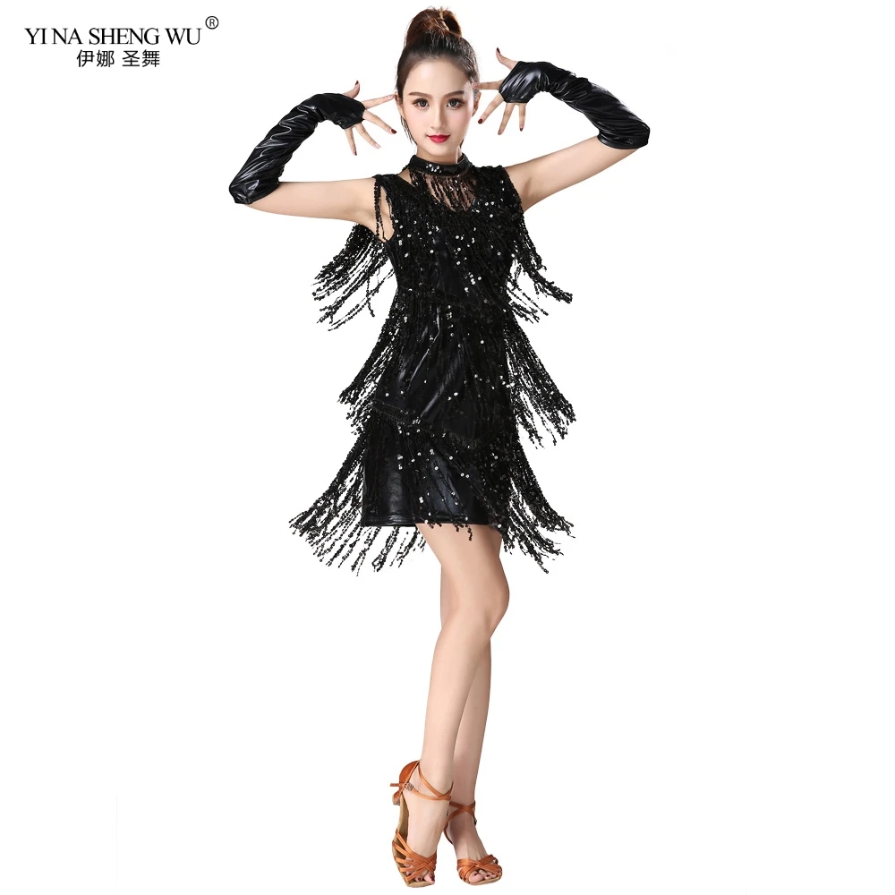 Блесток отделанный бахромой латинский танец одежда для латино американских