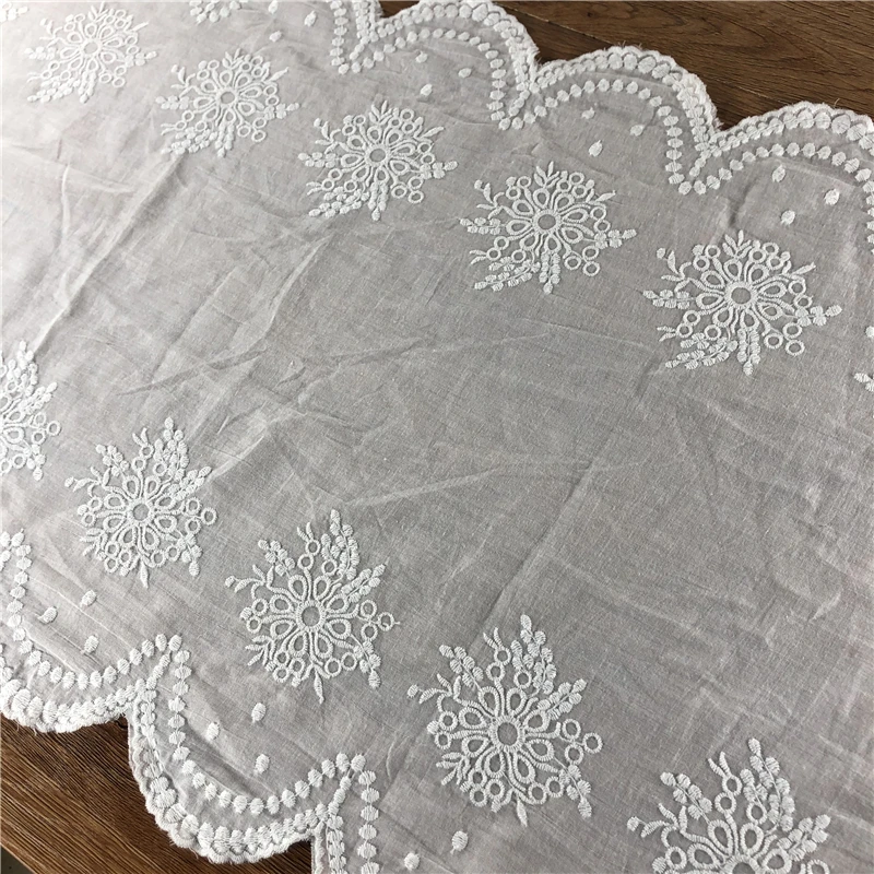 

Embroidery Cotton lace Fabrics White Scalloped Lace Trim Broderie anglaise Organic Cotton Lace