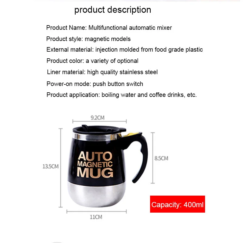 

New Automatic Self Stirring Magnetic Mug Creative Stainless Steel Coffee Milk Mixing Cup Blender Lazy Smart Mixer Thermal Cup