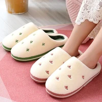fashion fruit indoor slippers women warm plush home slipper anti slip lover winter shoes banana cherry ladies bedroom floor shoe