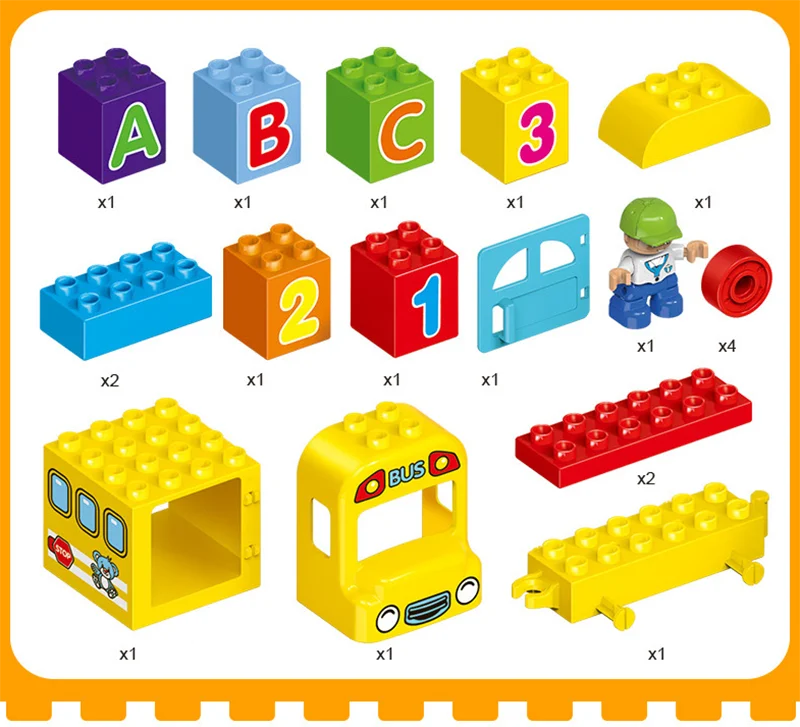 

Diy Big size My School bus model Building Blocks Bricks Educational gifts Toys for Children Compatible With Duploed Kids Gift
