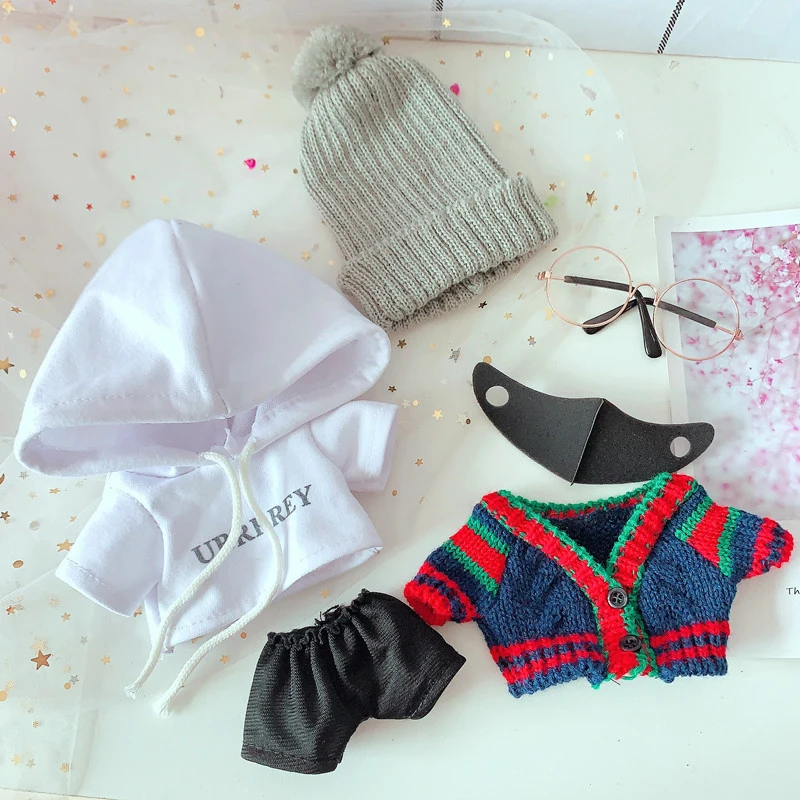 

Plush Doll's Clothing glasses pants Sweater Stuffed Toys for Korea Kpop Dolls Clothes 20cm Idol Dolls Accessories