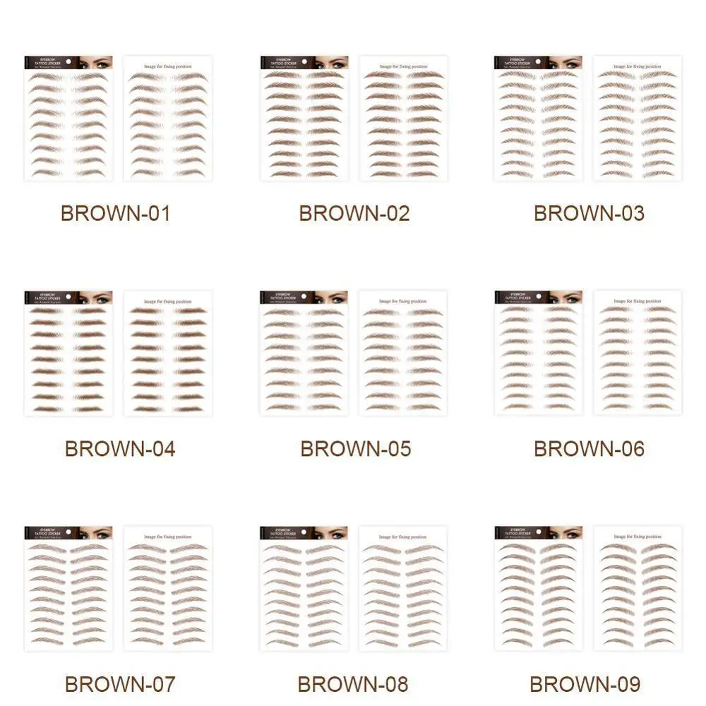 

10 Pair 6D Ecological Brown Eyebrow Sticker Waterproof Sticker Eye Eyebrows Makeup Eyebrow Stick-On Sticker women make up tool