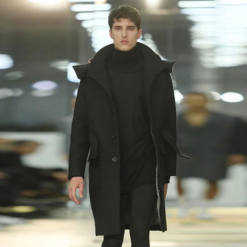 Men's woolen coat 2020 autumn and winter youth fashion Rex rabbit fur collar casual simple slim windbreaker jacket | Мужская одежда