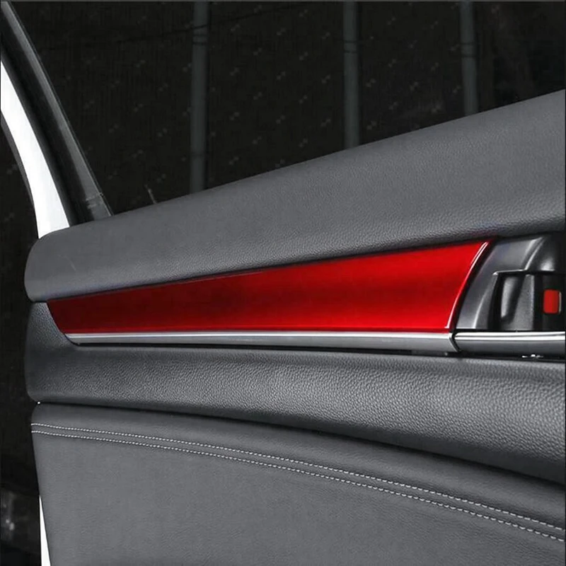 

for Honda Accord 2018 2019 2020 Red Inner Door Panel Strip Cover Trim 4Pcs Car Interior Accessories