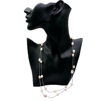 saudade long necklace multicolor natural freshwater pearl silver necklace baroque pearl long sweater chain ladies long necklace