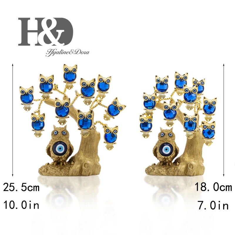 H& D голубое сглаза дерево для защиты Золотая Сова Форма Дерево фэншуй украшение для дома подарок на удачу образец Рождественский подарок Смола