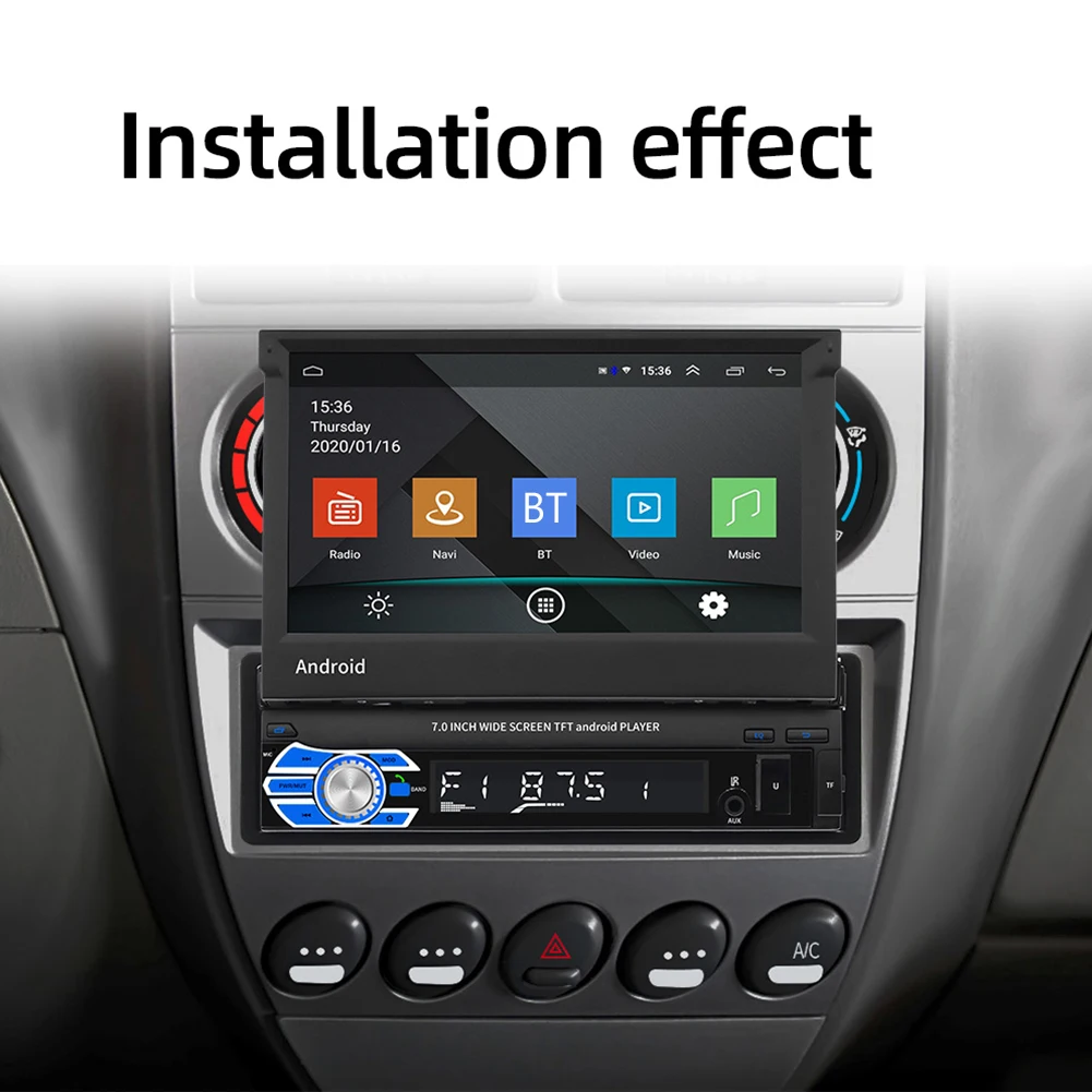 

Car Stereo 7 inch HD Retractable Screen Android 10.1 GPS Navigation Radio BT4.0 Head Unit In Dash Digital Media Receiver New