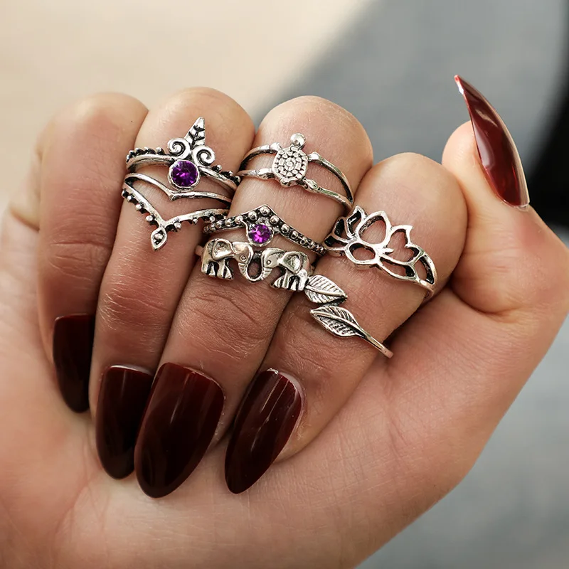 1 комплект цветы уникальный набор колец в стиле панк Золотой Цвет кольца костяшки